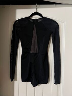 balera Black Mesh-Inset Dance Romper